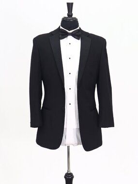 Caravelli 36S Black Blazer Sport Coat Tuxedo Jacket 2-Button Solid Y967